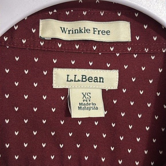 L.L.Bean Women's XSP Button Down Shirt Maroon Heart Motif - Picture 5 of 6